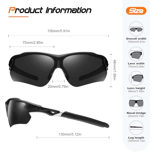 FAGUMA Polarized Sports Sunglasses for Men Women Fishing Cycling Running Golf Motorcycle TR90 Frame UV400 Protection - Image 2