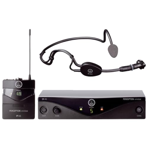 AKG Pro Audio Perception Wireless Microphone System with SR45 Stationary Receiver, PT45 Pocket Transmitter, and C544L Headworn Microphone- Sports Set (3248X00010) - Image 1