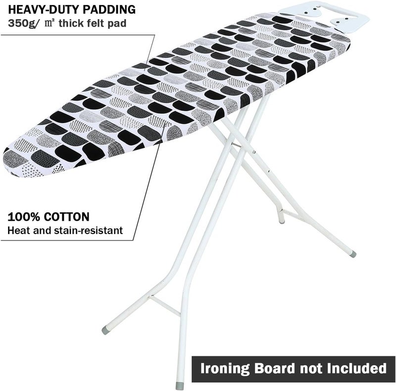 LCLW Ironing Board Cover and Pad Standard Size 15" x 54",3 Pairs of Hook and Loop Fastener Straps,Elastic Edges,Cotton Iron Board Cover with Scorch Resistant Thick Padding(Semi-Circle) - Image 3