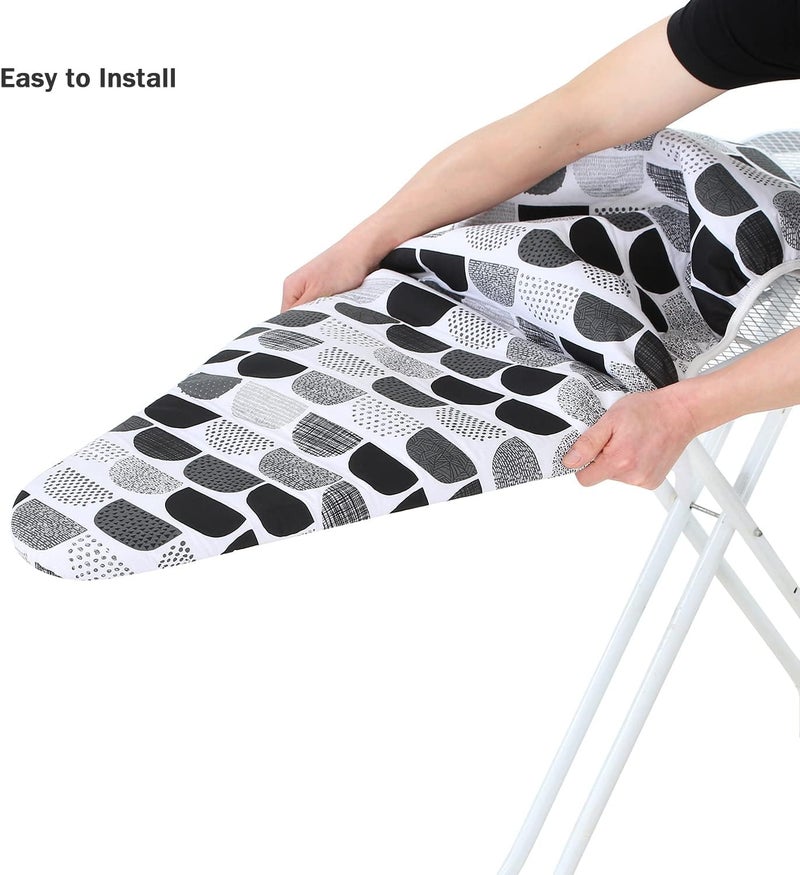 LCLW Ironing Board Cover and Pad Standard Size 15" x 54",3 Pairs of Hook and Loop Fastener Straps,Elastic Edges,Cotton Iron Board Cover with Scorch Resistant Thick Padding(Semi-Circle) - Image 5