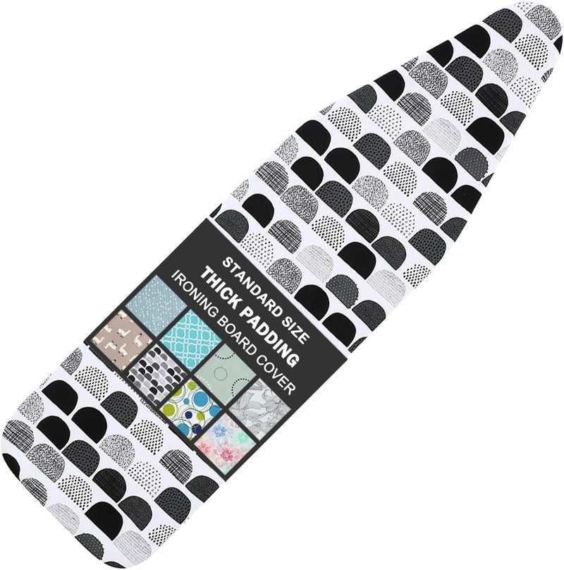 LCLW Ironing Board Cover and Pad Standard Size 15" x 54",3 Pairs of Hook and Loop Fastener Straps,Elastic Edges,Cotton Iron Board Cover with Scorch Resistant Thick Padding(Semi-Circle) - Image 1
