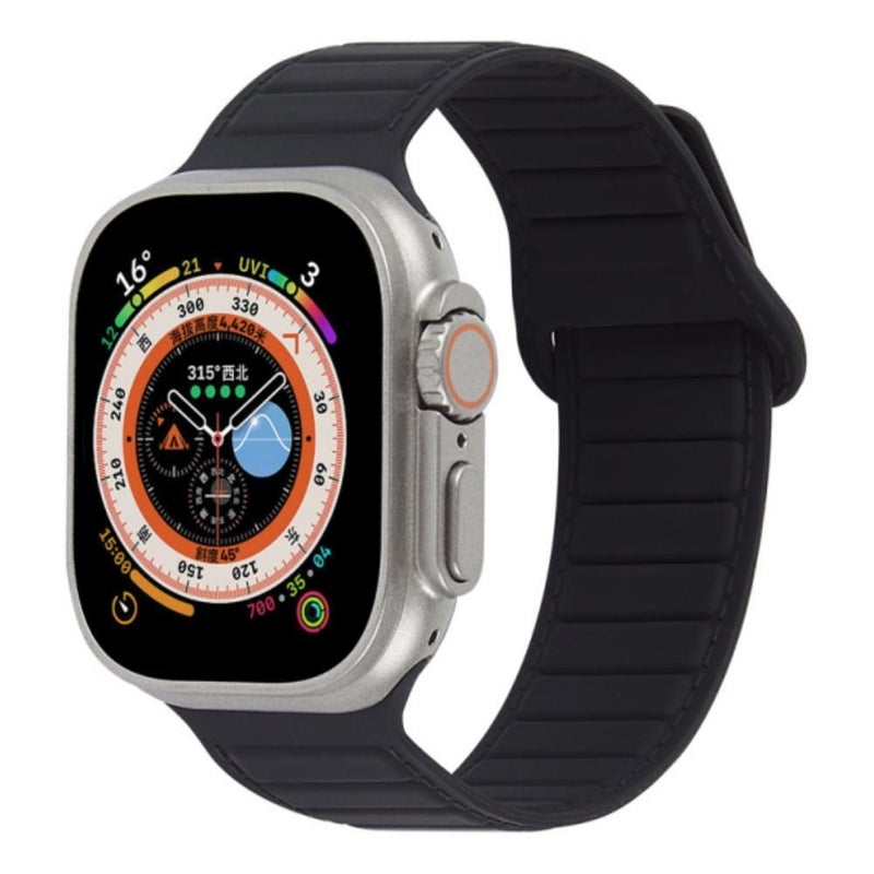 إيروريكس سوار ساعة Apple Watch Se 44 مم من السيليكون المغناطيسي (أسود) - Image 1