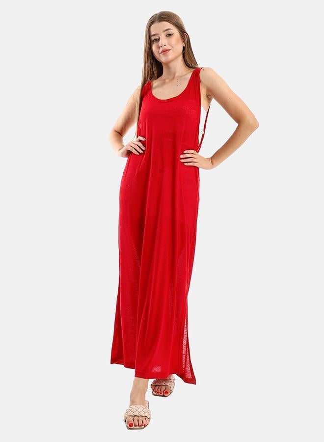 kady Jamila women round collar cover up with side slitswomen ,red-xxl - Image 1