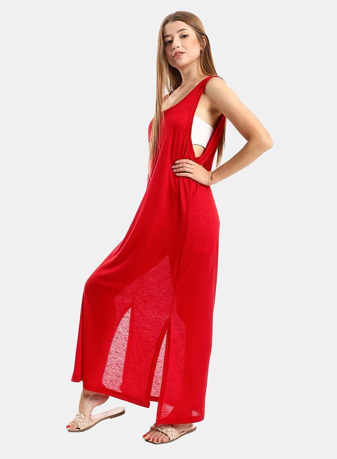 kady Jamila women round collar cover up with side slitswomen ,red-xxl - Image 2