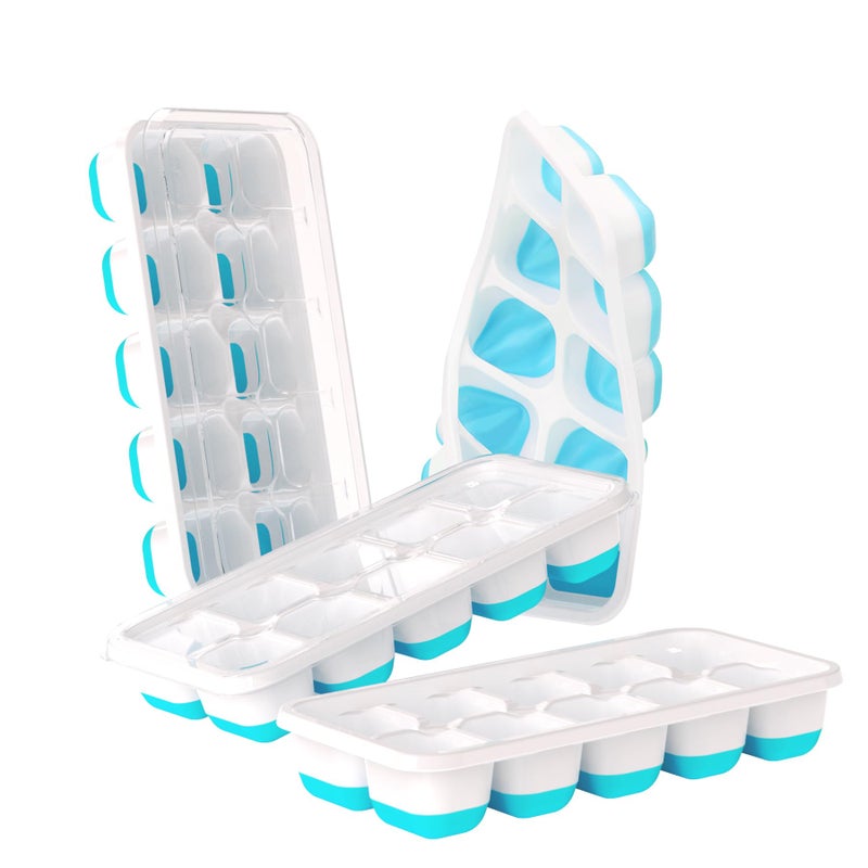 DOQAUS Ice Cube Tray with Lids - 4 Pack Stackable Silicone Ice Trays for Freezer, BPA & LFGB Safe, Easy Release for Kitchen, RV, Cocktail, Coffee, Soup & Food - Image 1