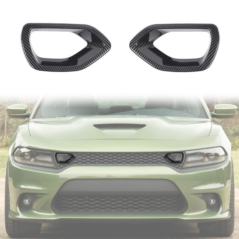 Hoolcar Exterior Front Front Bumper Center Grill Grille Cover Trim Cover for 20152021 Dodge Charger RT Scat Pack Carbon Fiber