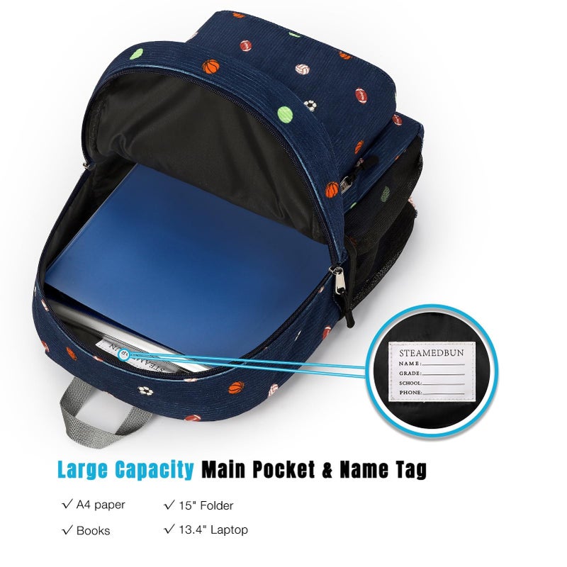 STEAMEDBUN Corduroy Kids Backpack for Boys Girls 3-8, Boys Girls Backpack for Elementary Kindergarten - Image 5