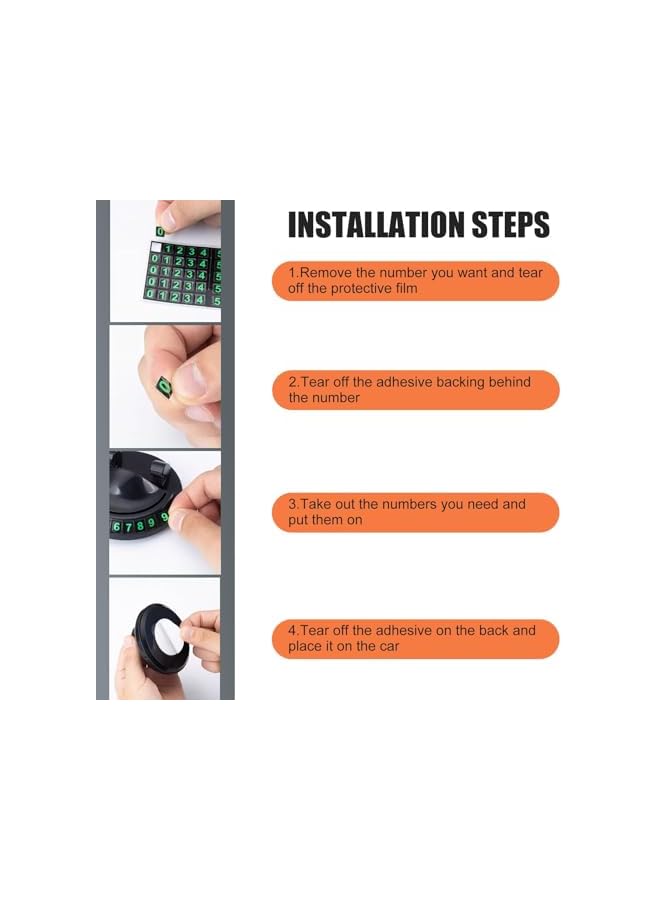 Green Tiger 360°Rotating Car Phone Holder Mount 2025 Updated, Dashboard Cell Phone Holder, Navigation Holder with Luminous Parking Number Plate, Washable Ultra-Stable Chassis Bracket, Universal for Cars (Black) - Image 5