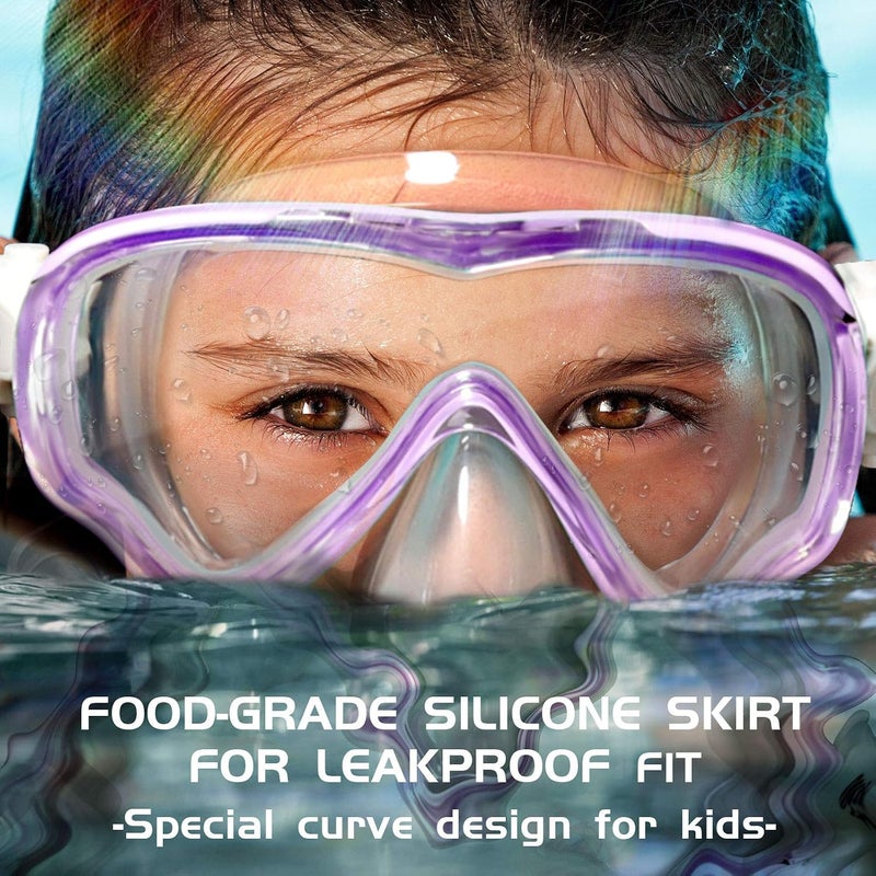 Seago Kids Swim Goggles Snorkel Diving Mask for Youth(5-15), Anti-Fog 180 Clear View - Image 3
