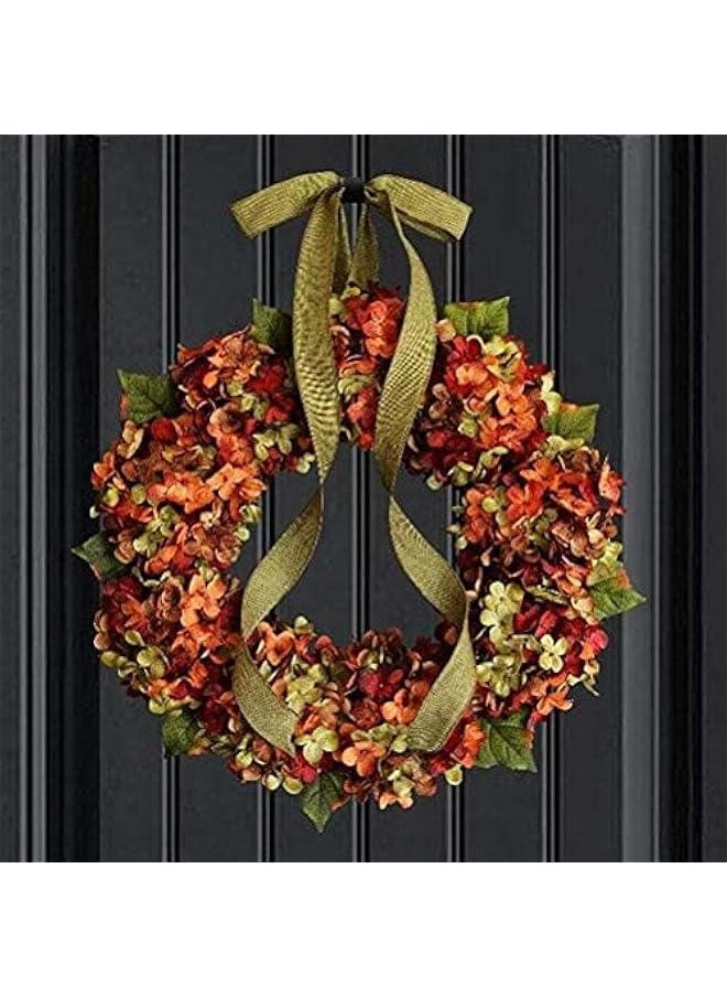 Thanksgiving Wreath Fall Hydrangea Bowknot Decoration Flower Garland Wreath Thanksgiving Front Door Home Decor- 13.78