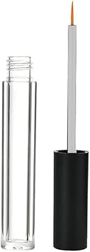 UPSTORE 6Pcs 2ML Empty Clear Plastic Eyeliner Tube Container Mascara Bottles Makeup Eyelashes Tube Eyeliner Vials with Rubber Plug and Black Lid Eyelash Growth Oil Storage Holder Eye Gloss Liquid Tube - Image 2