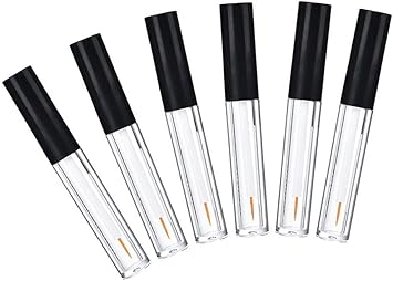UPSTORE 6Pcs 2ML Empty Clear Plastic Eyeliner Tube Container Mascara Bottles Makeup Eyelashes Tube Eyeliner Vials with Rubber Plug and Black Lid Eyelash Growth Oil Storage Holder Eye Gloss Liquid Tube - Image 1