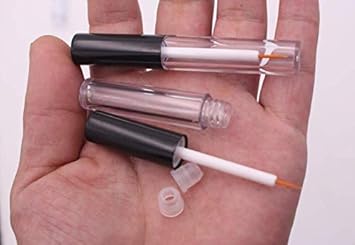 UPSTORE 6Pcs 2ML Empty Clear Plastic Eyeliner Tube Container Mascara Bottles Makeup Eyelashes Tube Eyeliner Vials with Rubber Plug and Black Lid Eyelash Growth Oil Storage Holder Eye Gloss Liquid Tube - Image 5