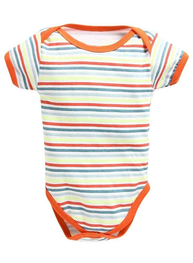 TiniBerry Half Sleeves Unisex Baby Bodysuit/Onesies/Rompers Pack of 3 (3-6 Months, Orange) - Image 2