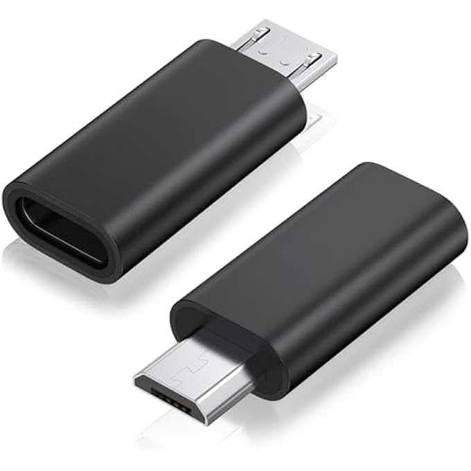 rayihni MICRO USB TO USB C ADAPTER 2 PACK TYPE C FEMALE TO MICRO B MALE CONVERTER QC 3.0 DATA TRANSFER COMPATIBLE WITH PS4 XBOX GAME CONTROLLER SPAKER DRIVING RECORDER HUAWEI PLAY GALAXY S7 - Image 1