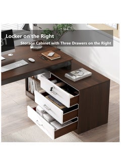 HXDream HXDream L-Shaped Desk,L Shaped Desk with drawers,Three Layer locker on the right with drawers,Suitable for PC, bedroom, home, office  - Image 4