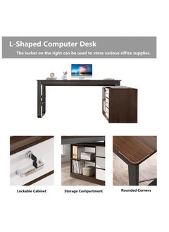 HXDream HXDream L-Shaped Desk,L Shaped Desk with drawers,Three Layer locker on the right with drawers,Suitable for PC, bedroom, home, office  - Image 5