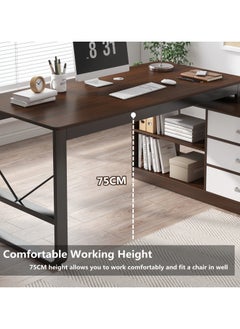 HXDream HXDream L-Shaped Desk,L Shaped Desk with drawers,Three Layer locker on the right with drawers,Suitable for PC, bedroom, home, office  - Image 3