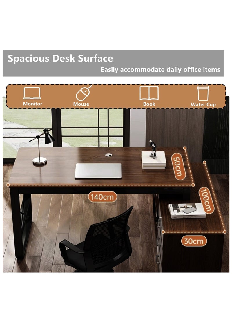 HXDream - HXDream L-Shaped Desk,L Shaped Desk with drawers,Three Layer locker on the right with drawers,Suitable for PC, bedroom, home, office - Image 1