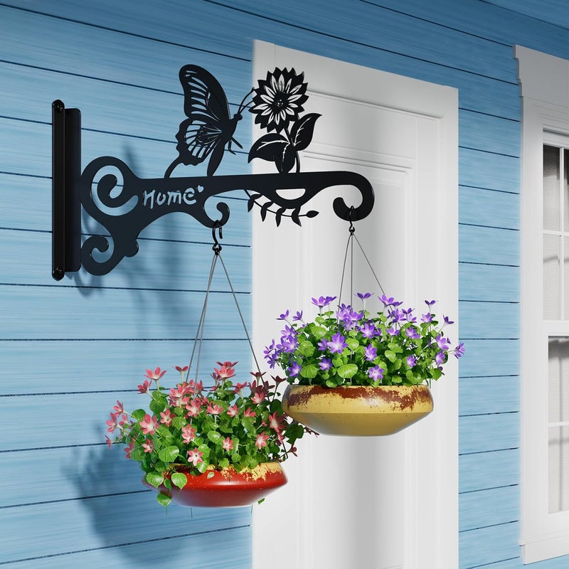 BBTFAA Metal Plant Hooks (2-Pack) - Decorative Wall Hangers with Butterfly Design for Indoor & Outdoor Use - Hanging Brackets for Plants, Flower Baskets, Bird Feeders, Lanterns - Patio, Garden, Home Decor - Image 2