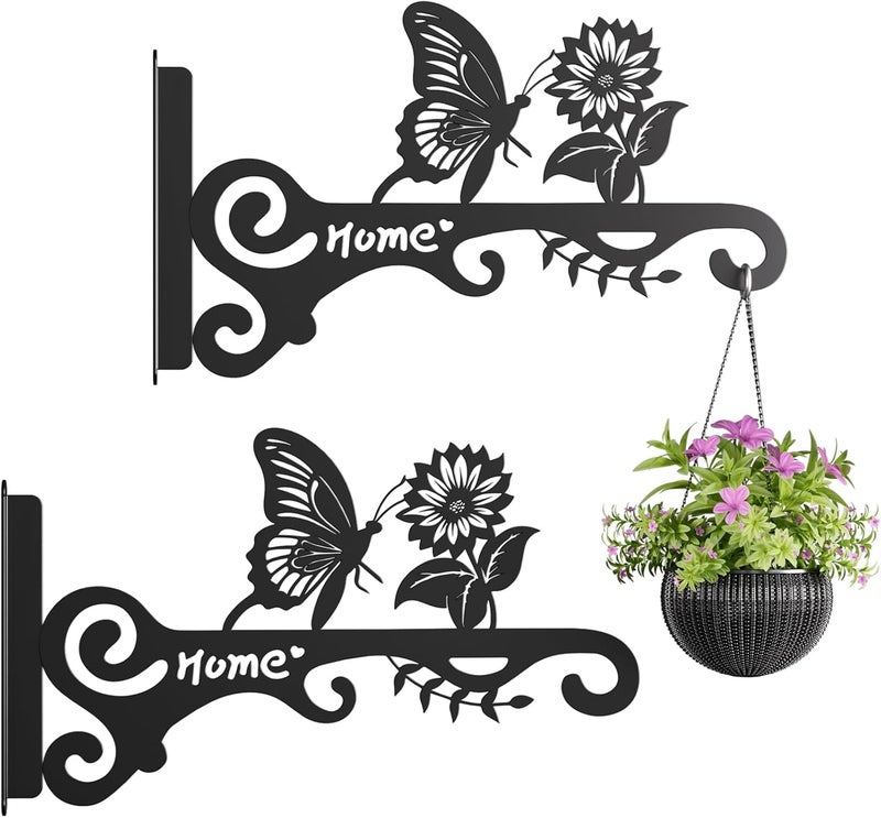 BBTFAA Metal Plant Hooks (2-Pack) - Decorative Wall Hangers with Butterfly Design for Indoor & Outdoor Use - Hanging Brackets for Plants, Flower Baskets, Bird Feeders, Lanterns - Patio, Garden, Home Decor - Image 1