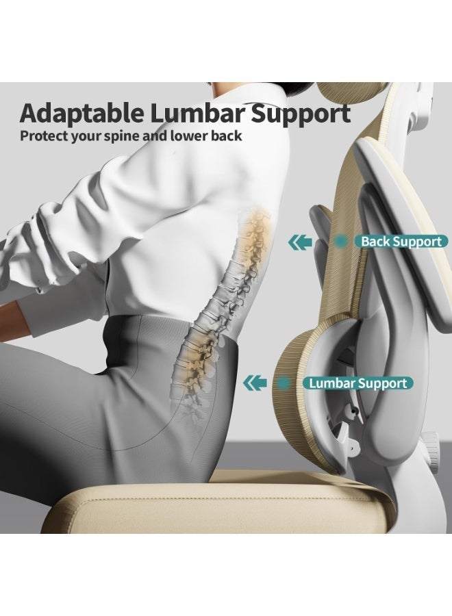 Comfortable, high-back mesh office and gaming chair — an executive seating solution in light beige with adjustable back support, 330 lb. weight capacity, and a sturdy metal base. - Image 3