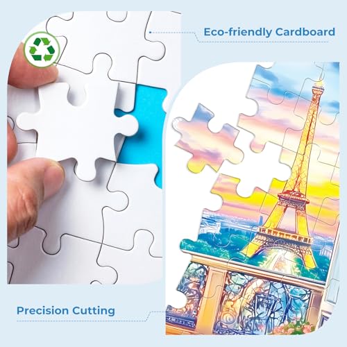 Nitktaia 300 Pieces Puzzles for AdultsEiffel Tower Dusk Reading Scene PuzzlesLarge Piece Puzzle for SeniorsCute Puppy Jigsaw Puzzles for Kids Ages 810Challenging Family Games 205 x 15 in - Image 5