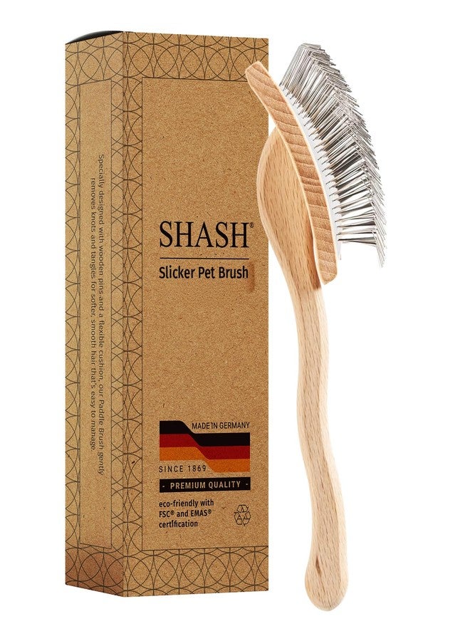شاش، منذ عام 1869، صناعة يدوية في ألمانيا، فرشاة ناعمة للحيوانات الأليفة مزودة بدبابيس معدنية منحنية ووسادة مطاطية - تساعد على فك تشابك العقد، والقضاء على التجعد، وتقليل الشد والتشابك - Image 1