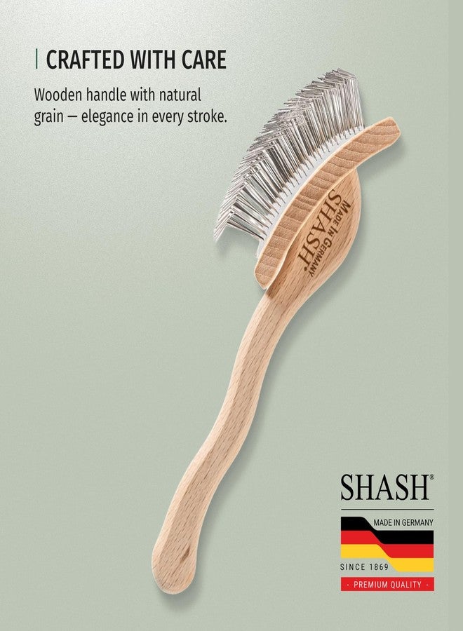 شاش، منذ عام 1869، صناعة يدوية في ألمانيا، فرشاة ناعمة للحيوانات الأليفة مزودة بدبابيس معدنية منحنية ووسادة مطاطية - تساعد على فك تشابك العقد، والقضاء على التجعد، وتقليل الشد والتشابك - Image 5