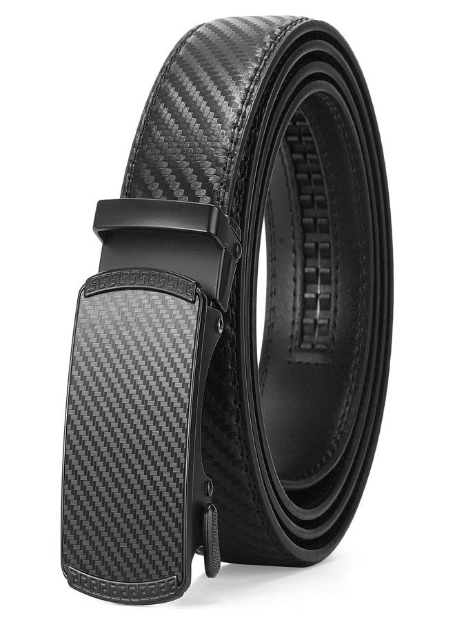 SENDEFN Men's Leather Belt Automatic Ratchet Buckle Slide Belt for Dress Casual Trim to Fit with Gift Box - Image 1