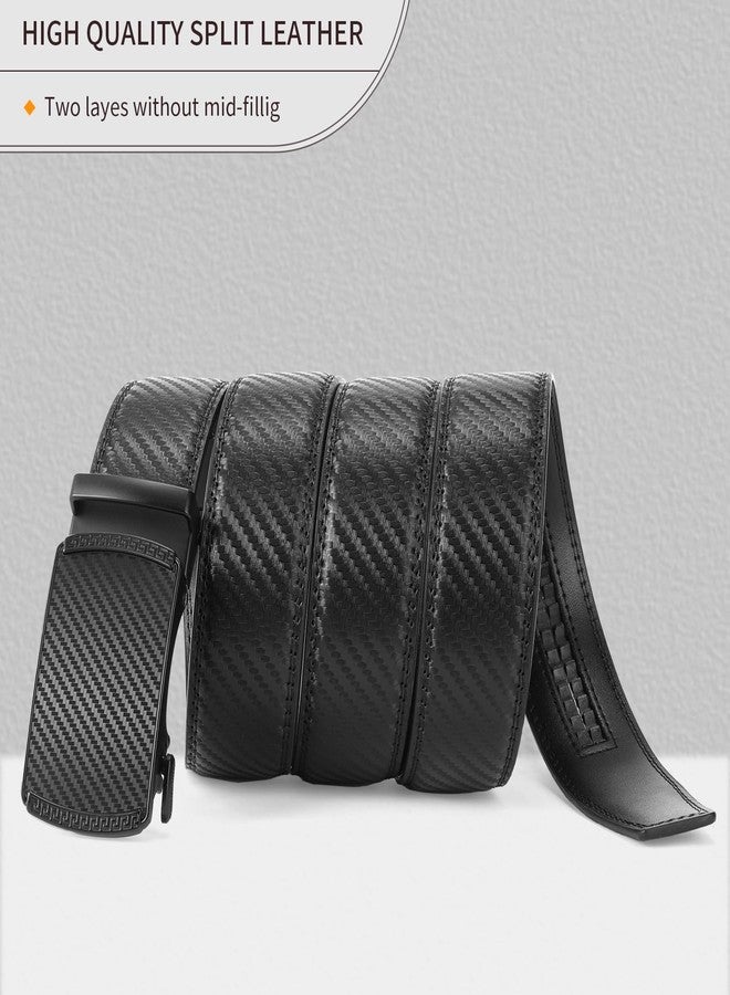 SENDEFN Men's Leather Belt Automatic Ratchet Buckle Slide Belt for Dress Casual Trim to Fit with Gift Box - Image 3