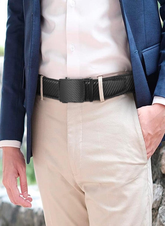 SENDEFN Men's Leather Belt Automatic Ratchet Buckle Slide Belt for Dress Casual Trim to Fit with Gift Box - Image 4