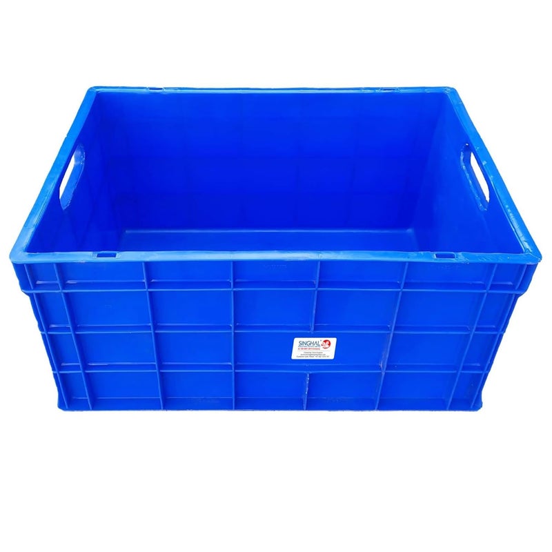 SINGHAL Multipurpose Heavy Duty Big Blue Portable Plastic Crate 650 x 450 x 315 MM Crates for storage Shelf Basket for Large Storage Bin Vegetable Fruit Milk Pack of 2 - Image 4