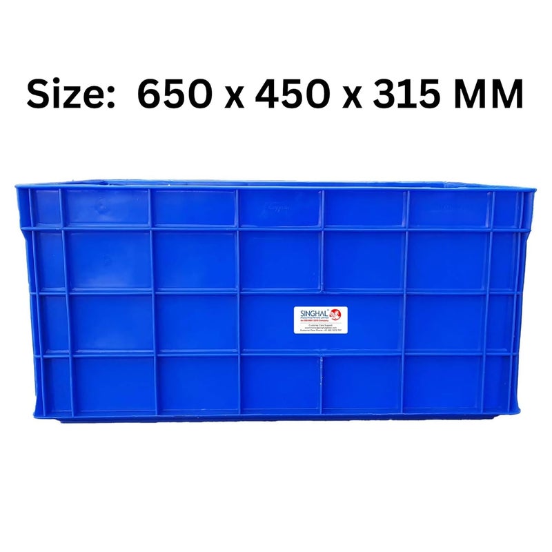 SINGHAL Multipurpose Heavy Duty Big Blue Portable Plastic Crate 650 x 450 x 315 MM Crates for storage Shelf Basket for Large Storage Bin Vegetable Fruit Milk Pack of 2 - Image 5