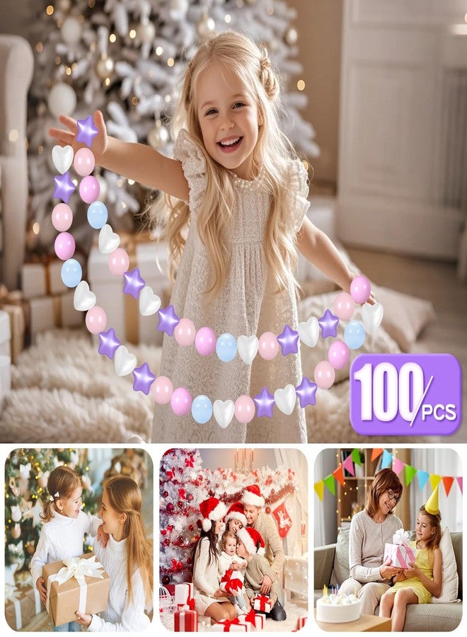 GOGOSO Ball Pit Balls,Plastics Balls for Ball Pit, Stars Hearts Shape for PastelBall for Toddlers Kids, Star+Heart Balls,Pearl Pink+Blue+Purple,100pcs - Image 3