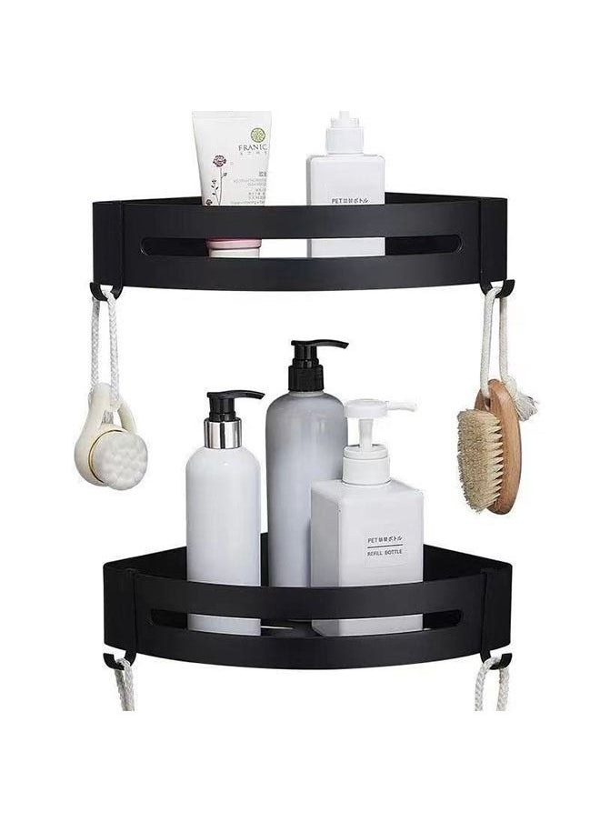 Arabest - Double Bathroom Shelf,Corner Shelf,Rust-Proof Material, Wall Organization for Storing Shampoo and Face Wash,Easy to Install,Suitable for Hotel/Home/Public Place(Black) - Image 1