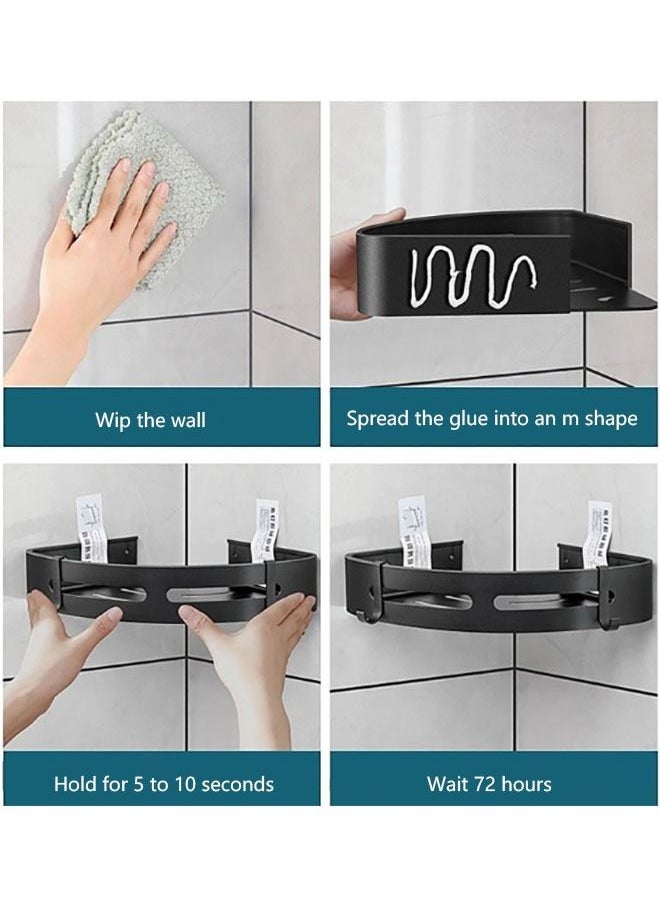 Arabest - Double Bathroom Shelf,Corner Shelf,Rust-Proof Material, Wall Organization for Storing Shampoo and Face Wash,Easy to Install,Suitable for Hotel/Home/Public Place(Black) - Image 1