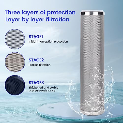 Amwater Stainless Steel Cleanable Wire Mesh Filter Cartridge 10”Length,2.5"OD(25 Micron) - Image 5