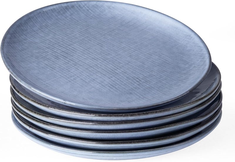 Famiware famiware Moonlight Dinner Plates Set of 6 105 Inch Plates Set Serving Dish Sets for Kitchen Stoneware Dinnerware Plate for Housewarming Wedding Microwave and Dishwasher Safe Blue  - Image 1