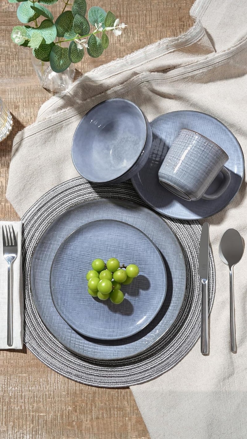 Famiware famiware Moonlight Dinner Plates Set of 6 105 Inch Plates Set Serving Dish Sets for Kitchen Stoneware Dinnerware Plate for Housewarming Wedding Microwave and Dishwasher Safe Blue  - Image 3