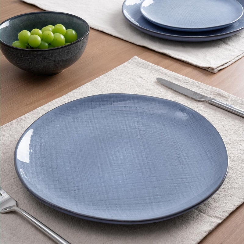 Famiware famiware Moonlight Dinner Plates Set of 6 105 Inch Plates Set Serving Dish Sets for Kitchen Stoneware Dinnerware Plate for Housewarming Wedding Microwave and Dishwasher Safe Blue  - Image 2