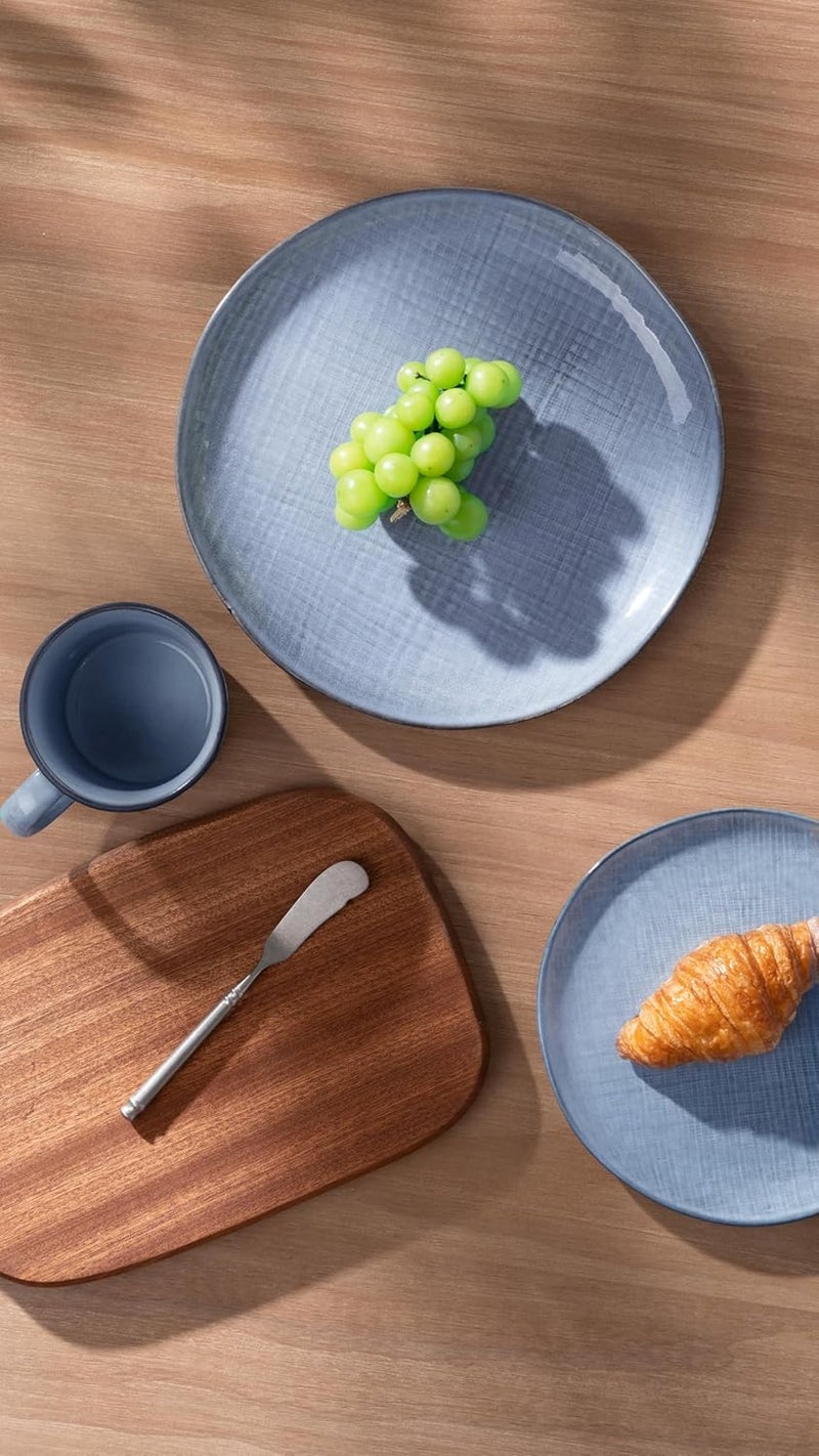 Famiware famiware Moonlight Dinner Plates Set of 6 105 Inch Plates Set Serving Dish Sets for Kitchen Stoneware Dinnerware Plate for Housewarming Wedding Microwave and Dishwasher Safe Blue  - Image 4
