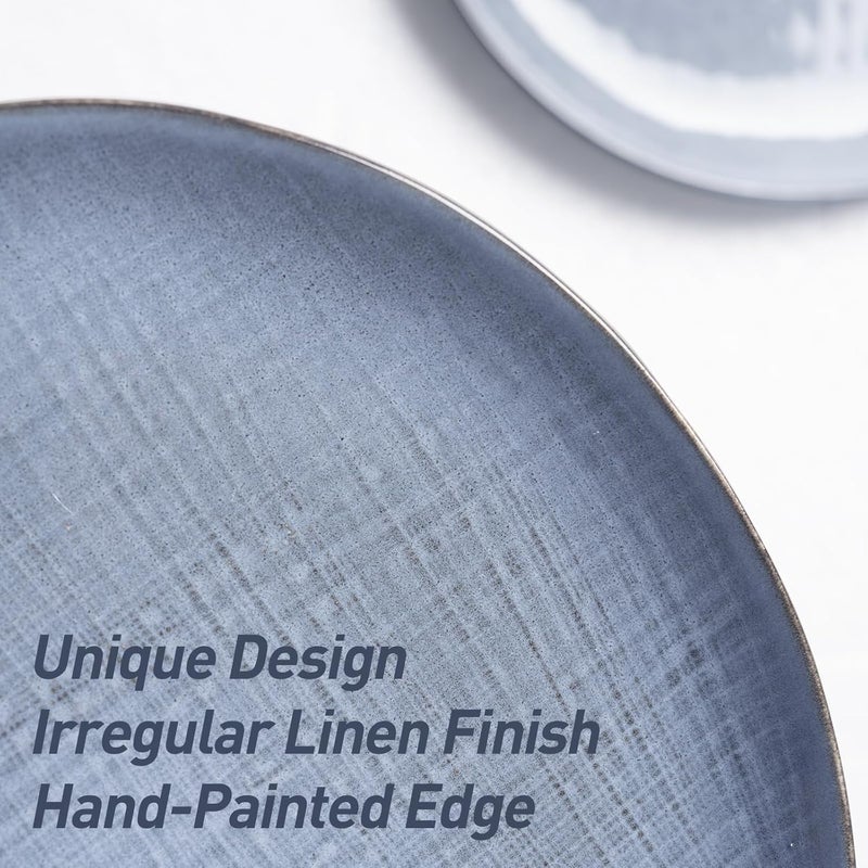 Famiware famiware Moonlight Dinner Plates Set of 6 105 Inch Plates Set Serving Dish Sets for Kitchen Stoneware Dinnerware Plate for Housewarming Wedding Microwave and Dishwasher Safe Blue  - Image 5