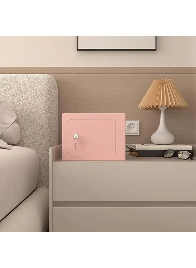 Pink Mini Fireproof Safe With Key Lock Portable Wall Mounted Security Cash Box - Image 5