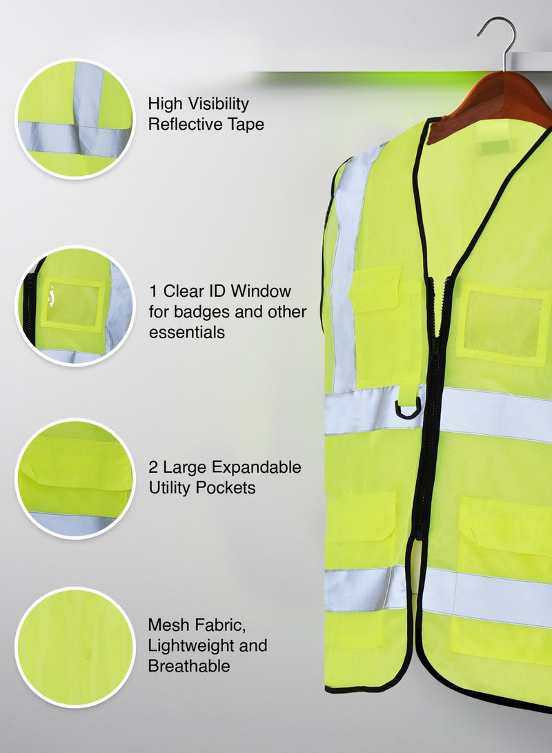 Secure Wear High Visibility Reflective Safety Vest Durable Polyester Material 3 Pockets with ID Window for Construction Sports and Industrial Work - Image 3