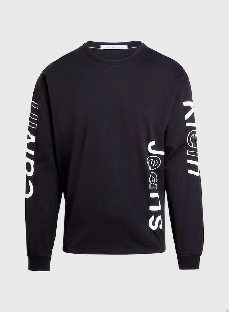 Calvin Klein Jeans Ck Black Graphic Logo Long Sleeve T-Shirt for Men | Best Price UAE