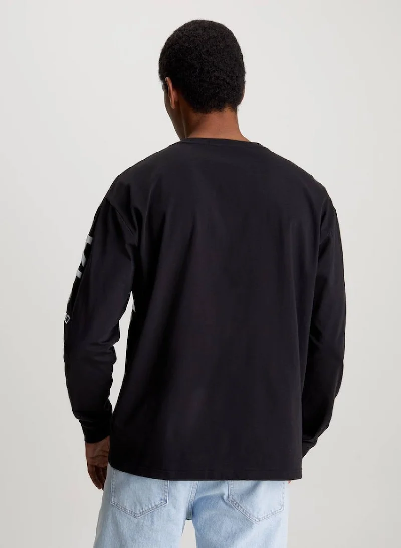 Calvin Klein Jeans Ck Black Graphic Logo Long Sleeve T-Shirt for Men | Best Price UAE