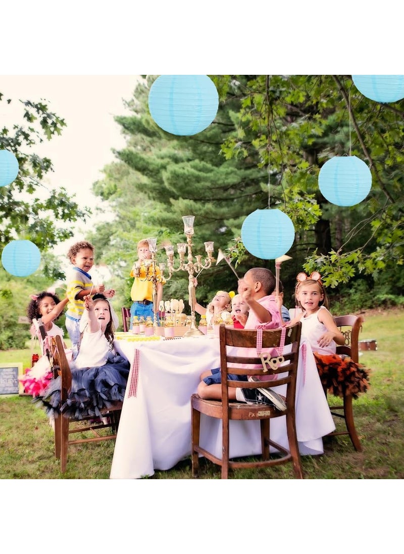 The Decor Affair The Decor Affair 6Pack Round Paper Lanterns Decorative Hanging Lamps for Parties Weddings Showers Holidays Home Decoration Light Blue 10 Inch  - Image 5