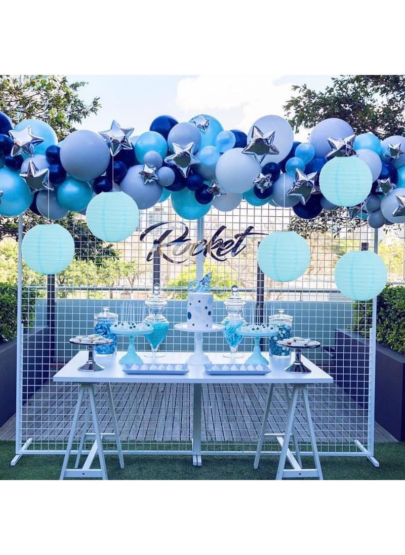 The Decor Affair The Decor Affair 6Pack Round Paper Lanterns Decorative Hanging Lamps for Parties Weddings Showers Holidays Home Decoration Light Blue 10 Inch  - Image 3