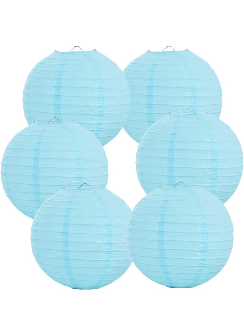 The Decor Affair The Decor Affair 6Pack Round Paper Lanterns Decorative Hanging Lamps for Parties Weddings Showers Holidays Home Decoration Light Blue 10 Inch  - Image 1
